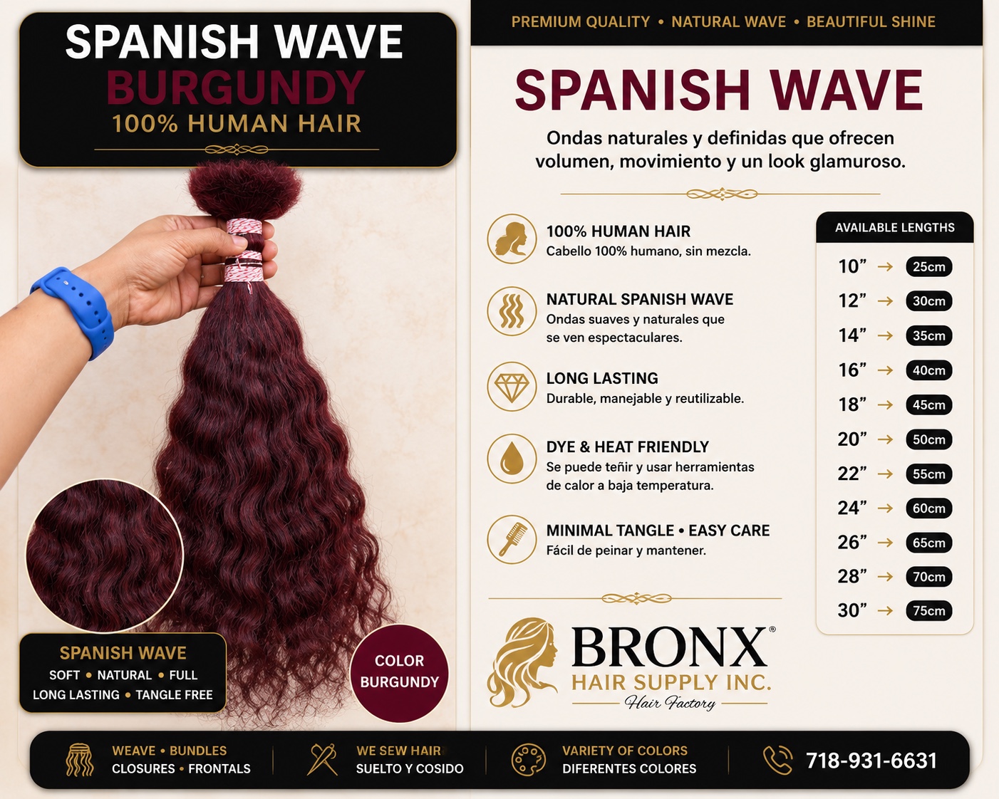 Burgundy Spanish Wave human hair